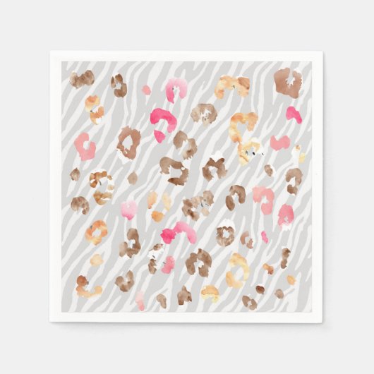 Serviette En Papier Naples Léopard Tiger Grey (Devant)