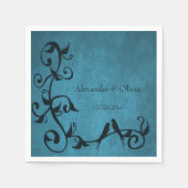 Serviette En Papier Naples Mariage Lovebirds bleu (Devant)
