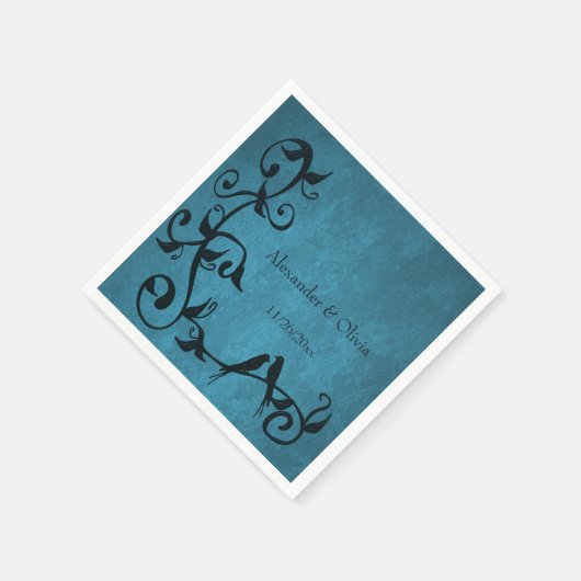 Serviette En Papier Naples Mariage Lovebirds bleu (Coin)