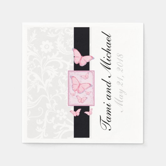 Serviette En Papier Naples Mariage papillon personnalisées (Devant)