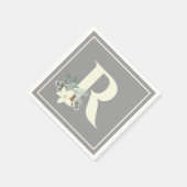 Serviette En Papier Naples Monogrammes de feuillage d'hiver (Coin)