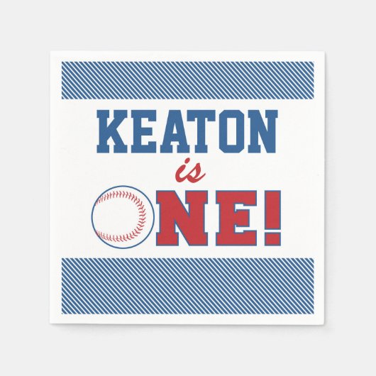 Serviette En Papier Naples personnalisées de base-ball premier anniver (Devant)