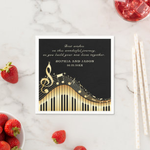 Serviette En Papier Naples Piano Or et Noir