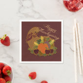 Serviette En Papier Naples Red Cornucopia Thanksgiving (En situation)