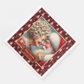 Serviette En Papier Naples Santa Claus Rouge Or Vert Noël Thème (Coin)