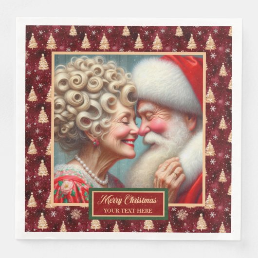 Serviette En Papier Naples Santa Claus Rouge Or Vert Noël Thème (Devant)