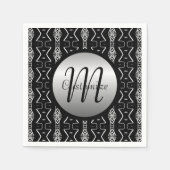 Serviette En Papier Naples triangles géométriques noir et blanc (Devant)