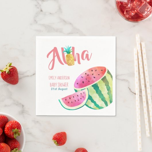 Serviette En Papier Naples tropicales Fruité Aiguille de pastèque (En situation)