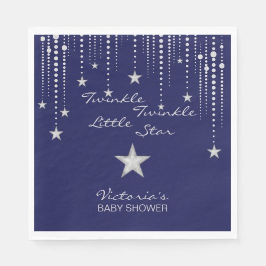 Serviette En Papier Naples Twinkle Little Star - Bleu, Argent (Devant)