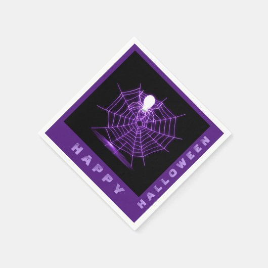 Serviette En Papier Naples Web Spider Black & Purple Halloween (Coin)