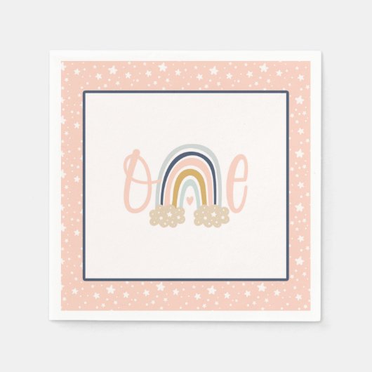 Serviette En Papier Napoléon moderne arc-en-ciel premier anniversaire  (Devant)