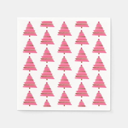 Serviette En Papier Nappe d'Arbre de Noël Rose (Devant)