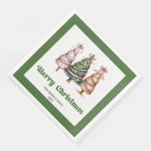 Serviette En Papier Nappe de Noël Imprimé Léopard Joyeux (Coin)