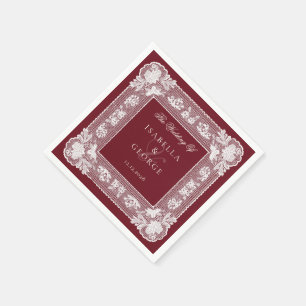 Serviette En Papier Nappe en dentelle rouge profond pour mariage à l'a