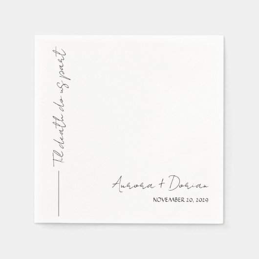 Serviette En Papier Nappe Mariage Élégante Minimale (Devant)