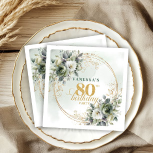 Serviette En Papier Nappes de 80e anniversaire Modern Boho Botanical