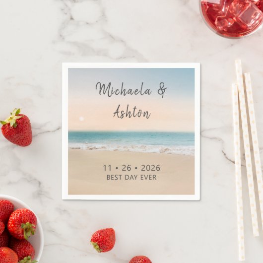 Serviette En Papier Nappes de mariage simple le meilleur jour (En situation)