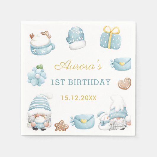 Serviette En Papier Nappes de Noël Gnomes Anniversaire (Devant)