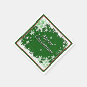 Serviette En Papier Nappes de Noël Green et White Snowflake (Coin)