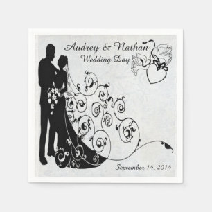 Serviette En Papier Nappes personnalisées silhouettes de mariage en vi