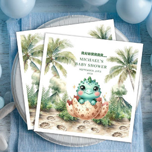 Serviette En Papier Nappes pour baby shower "Dino mignon qui va éclore