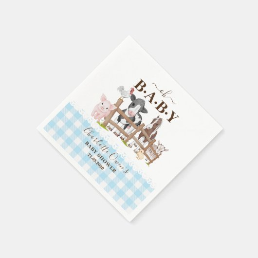 Serviette En Papier Nappes pour Baby Shower Ferme Animaux Bébé Oh (Coin)
