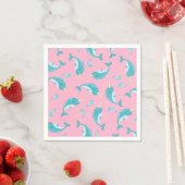 Serviette En Papier Narwhal Baby shower rose fille baleine (En situation)