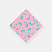 Serviette En Papier Narwhal Baby shower rose fille baleine (Coin)