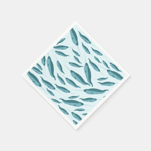 Serviette En Papier Narwhal dans le Motif de l'océan bleu (Coin)
