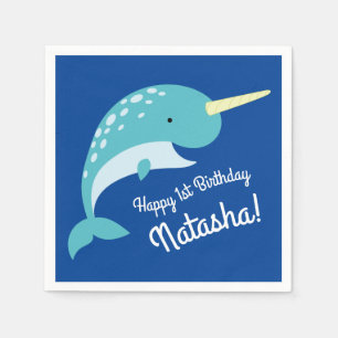 Serviette En Papier Narwhals Ocean Cute 1er Anniversaire Thème de fête