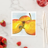 Serviette En Papier Nashi poires jaune aquarelle fruit (En situation)