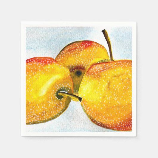 Serviette En Papier Nashi poires jaune aquarelle fruit (Devant)