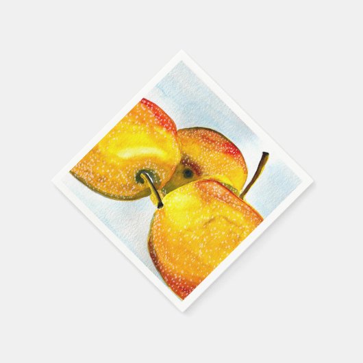 Serviette En Papier Nashi poires jaune aquarelle fruit (Coin)