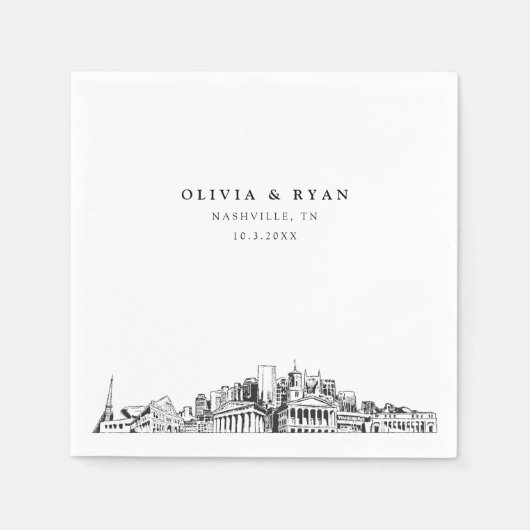 Serviette En Papier Nashville Mariage Papier Cocktail Napkin (Devant)