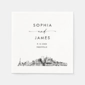 Serviette En Papier Nashville Skyline Modern Mariage Cocktail (Devant)