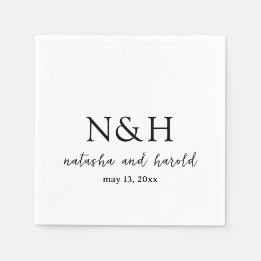 Serviette En Papier Natasha Monogram Mariage moderne (Devant)