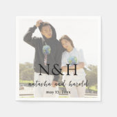 Serviette En Papier Natasha Photo Monogramme Mariage moderne (Devant)