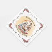 Serviette En Papier Nativité aquarelle et roses serviettes personnalis (Coin)