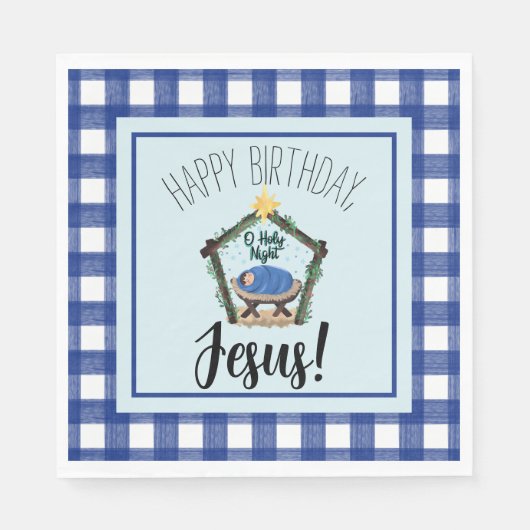 Serviette En Papier Nativité aquarelle Joyeux anniversaire Jésus (Devant)