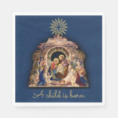 Serviette En Papier Nativité de Noël Adoration du bébé Jésus Napkins (Devant)
