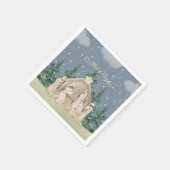 Serviette En Papier Nativité de Noël de l'aquarelle (Coin)