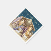 Serviette En Papier Nativité de Noël de l'aquarelle (Coin)