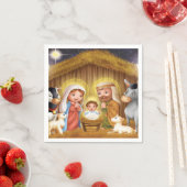 Serviette En Papier Nativité de Noël Papier de la scène (En situation)