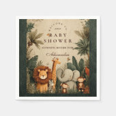 Serviette En Papier Natural Safari Leaves Baby Shower (Devant)