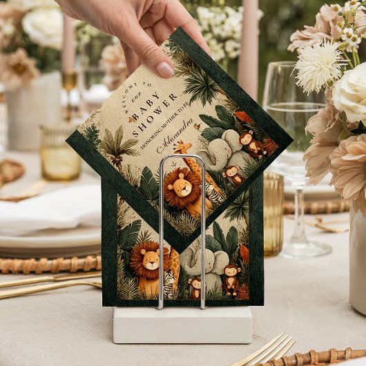 Serviette En Papier Natural Safari Leaves Baby Shower