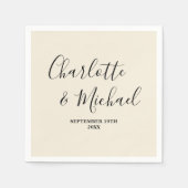 Serviette En Papier Natural White Script Minimalist Wedding (Devant)