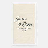 Serviette En Papier Natural White Script Minimalist Wedding (Devant)