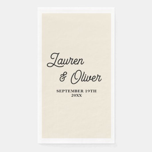 Serviette En Papier Natural White Script Minimalist Wedding (Devant)