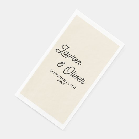 Serviette En Papier Natural White Script Minimalist Wedding (Coin)