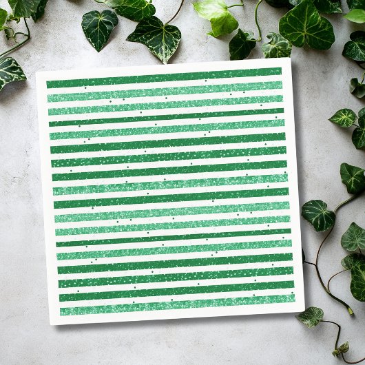 Serviette En Papier Nature Green White Horizontal Glitter Stripes
